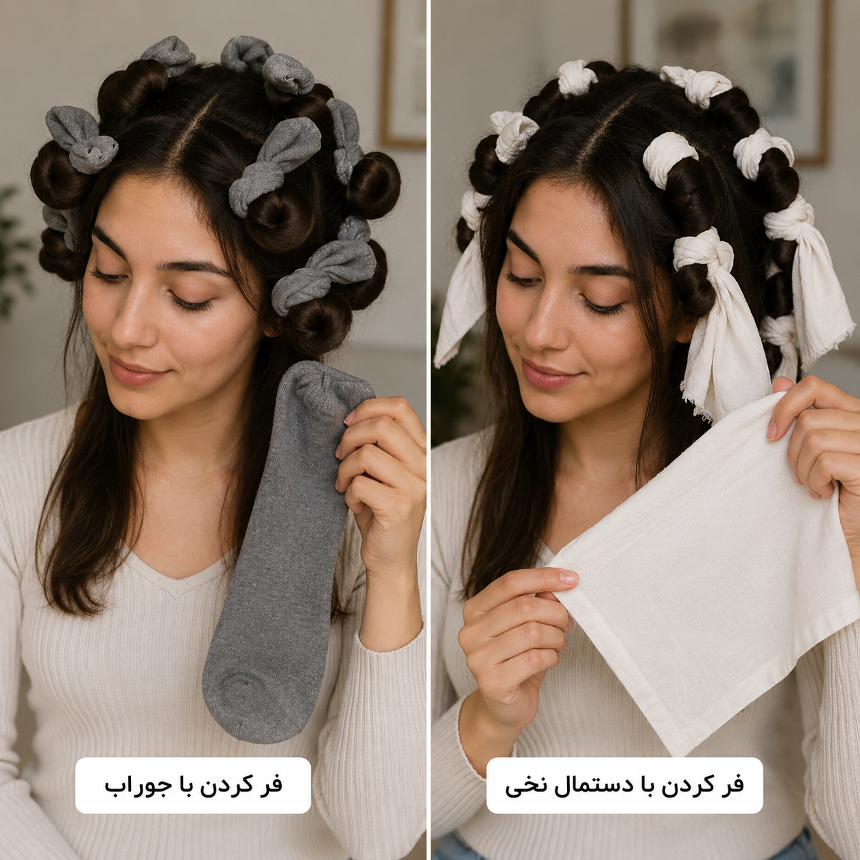 روش فر کردن با حوله یا دستمال نخی