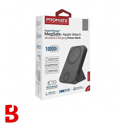قیمت و خرید پاور بانک PROMATE مدل PowerMag Trio Black ظرفیت 10000 میلی آمپر | سهند بی استور