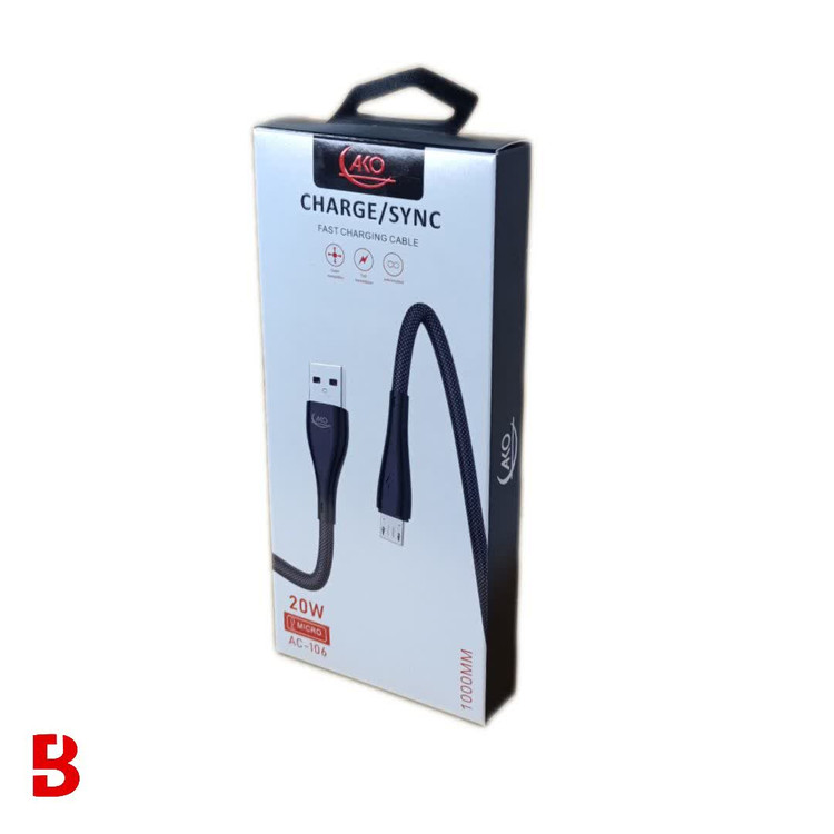 قیمت و خرید کابل تبدیل Usb به micro فست شارژ آکو مدل AC-106 طول 1متر 20 وات | سهند بی استور