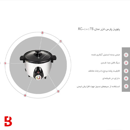 قیمت و خرید پلوپز 4 نفره پارس خزر مدل استیل TS-101