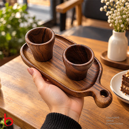 قیمت و خرید سینی قهوه چوبی با چوب طبیعی گردو و روغن ایتالیایی درجه 1